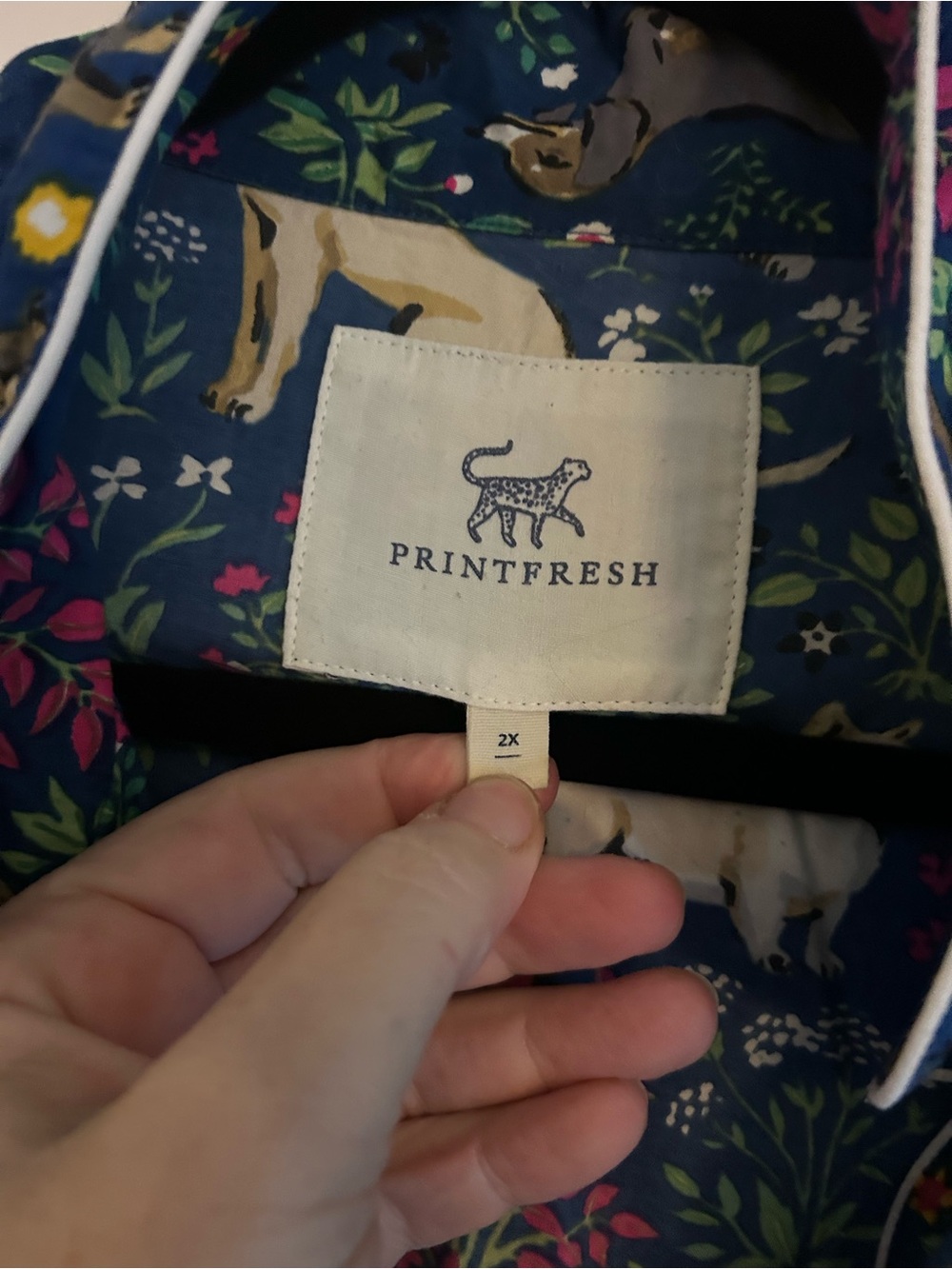 Printfresh Teal Blue Dog & Floral Pajama Set - Picture 6 of 7